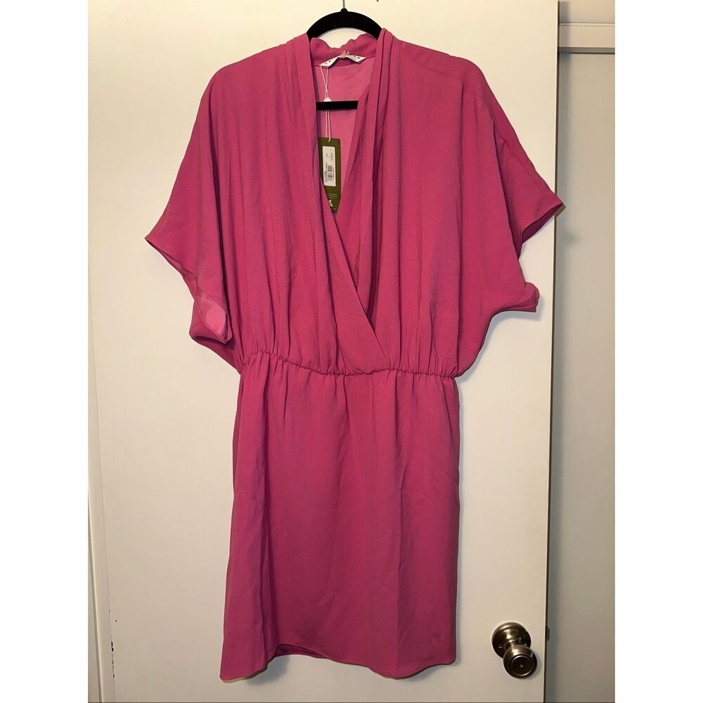 Trina Turk Large Concourse Dress Womens Wrap Style Dark Raspberry Pink NWT
